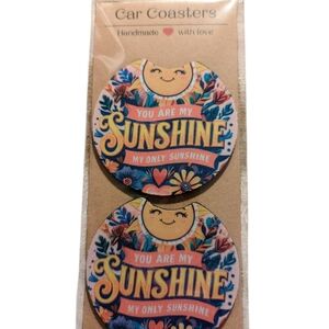 Car Coaster Set - Sunshine Flowers - Handmade